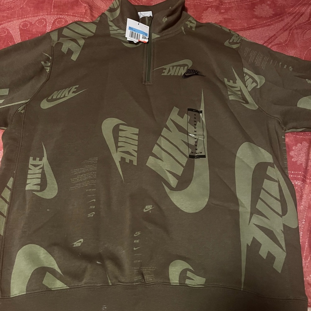 Nike Olive Green Zip Up Sweater